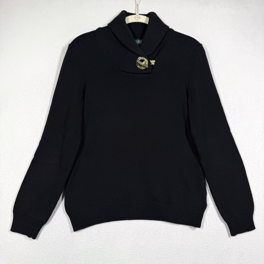 Lauren Ralph Lauren Sweater Womens Small Shawl Collar Toggle Pullover Preppy